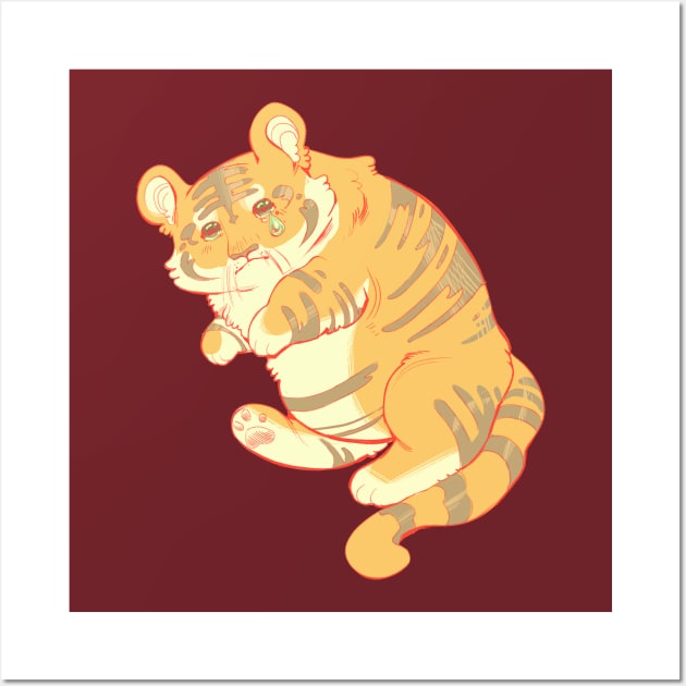 sad cat chonky tiger Wall Art by evumango